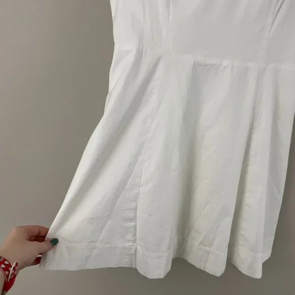 Reformation White Sleeveless V Neck Fit & Flare Mini Dress Size 12 - Picture 6 of 7